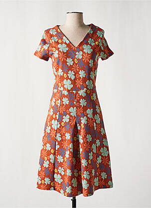 Rochie midi imprimeu floral mâneci scurte portocalie WHO'S THAT GIRL femeie