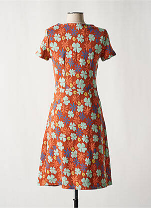 Rochie midi imprimeu floral mâneci scurte portocalie WHO'S THAT GIRL femeie