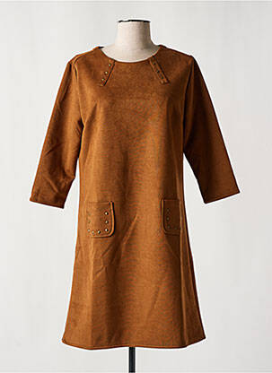 Rochie scurtă mâneci 3/4 mâneci 3/4 maro THALASSA femeie