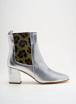 Botine/ghete material neted toc de 4 la 6 cm argintiu DEFLORESYFLOREROS femeie