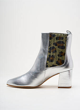 Botine/ghete material neted toc de 4 la 6 cm argintiu DEFLORESYFLOREROS femeie