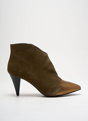 Botine/ghete țesătură satinată toc de 4 la 6 cm verde BY K... femeie