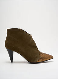 Botine/ghete țesătură satinată toc de 4 la 6 cm verde BY K... femme