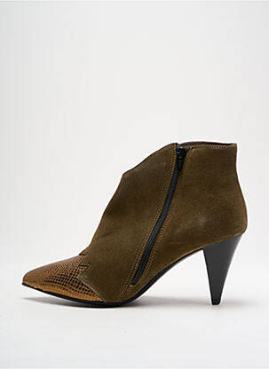 Botine/ghete țesătură satinată toc de 4 la 6 cm verde BY K... femeie