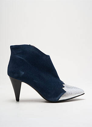 Botine/ghete țesătură satinată toc de 4 la 6 cm albastru BY K... femeie