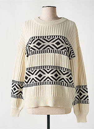 Pulover elasticitate mâneci lungi bej ICHI femme