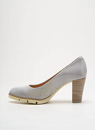 Pantofi cu toc material neted toc de 7 la 9 cm gri KARSTON femeie