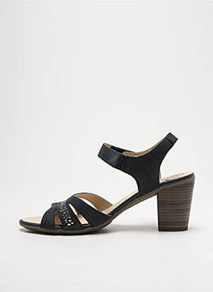 Sandale/pantofi decupați material neted toc de 4 la 6 cm negru GEO-REINO femeie