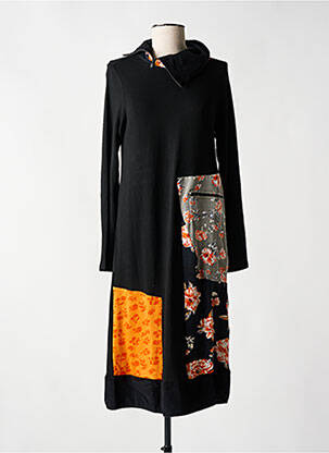 Rochie midi mâneci lungi mâneci lungi negru ORIENTIQUE NATURALLY femeie
