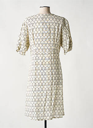 Rochie midi imprimeu fantezie mâneci scurte bej LA FÉE ATELIER BY LA FÉE MARABOUTÉE femeie