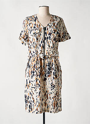 Rochie midi mâneci scurte mâneci scurte maro ZIA BRAND femeie