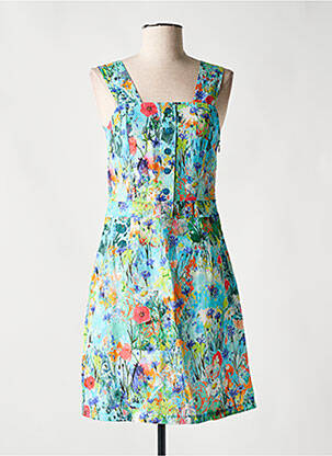 Rochie midi imprimeu floral fără mâneci albastru MALOKA femeie