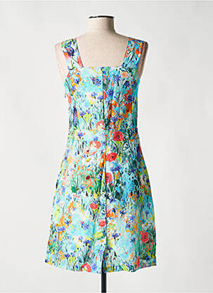 Rochie midi imprimeu floral fără mâneci albastru MALOKA femeie