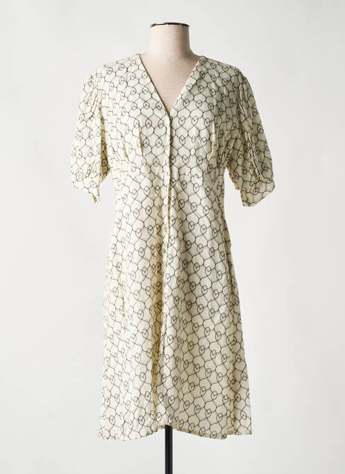 Rochie midi bej LA FÉE ATELIER BY LA FÉE MARABOUTÉE femeie