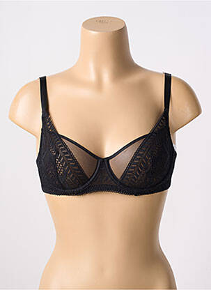 Sutien efect material satinat sutien cupe întregi cu decolteu înalt negru PASSIONATA femeie