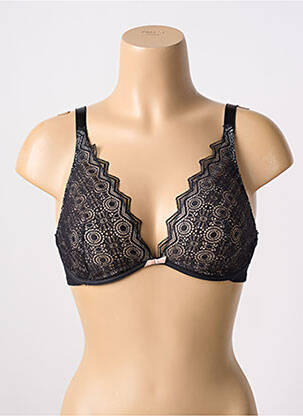 Sutien efect material satinat sutien cupe întregi cu decolteu înalt negru PASSIONATA femeie
