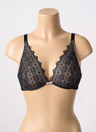 Sutien efect material satinat sutien cupe întregi cu decolteu înalt negru PASSIONATA femme