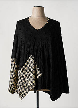 Pulover guler în v mâneci lungi negru FRANCK ANNA femme