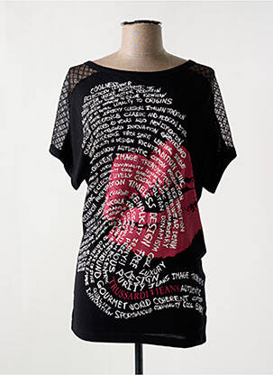 Tricou imprimeu fantezie mâneci scurte negru TRUSSARDI JEANS femeie