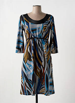 Rochie midi mâneci 3/4 mâneci 3/4 albastru LO! LES FILLES femeie