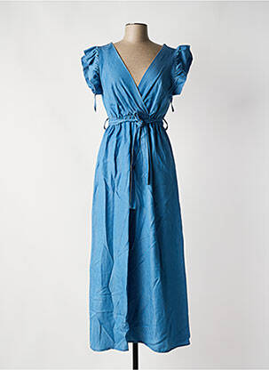 Rochie lungă albastru QUATRE VINGT JOURS femeie