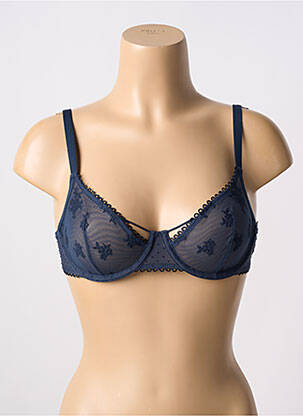 Sutien efect material satinat sutien cupe întregi cu decolteu înalt albastru PASSIONATA femeie