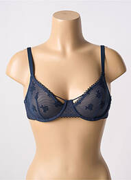 Sutien efect material satinat sutien cupe întregi cu decolteu înalt albastru PASSIONATA femeie
