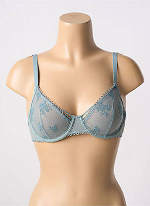 Sutien efect material satinat sutien cupe întregi cu decolteu înalt verde PASSIONATA femeie