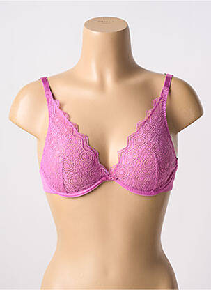 Sutien efect material satinat sutien cupe întregi cu decolteu înalt roz PASSIONATA femeie