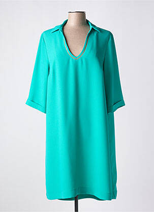 Rochie midi croială fluidă mâneci scurte verde DEVERNOIS femeie