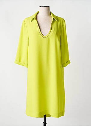 Rochie midi mâneci 3/4 mâneci 3/4 galben DEVERD femeie