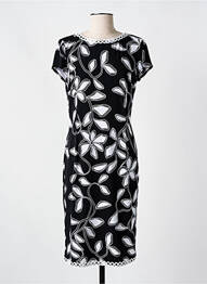 Rochie midi imprimeu floral mâneci scurte negru JOSEPH RIBKOFF femme