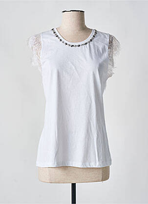 Tricou croială cambrată mâneci scurte alb EVA KAYAN femeie