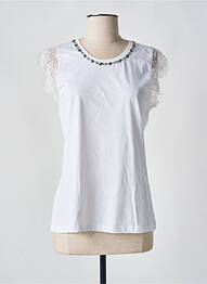 Tricou croială cambrată mâneci scurte alb EVA KAYAN femme