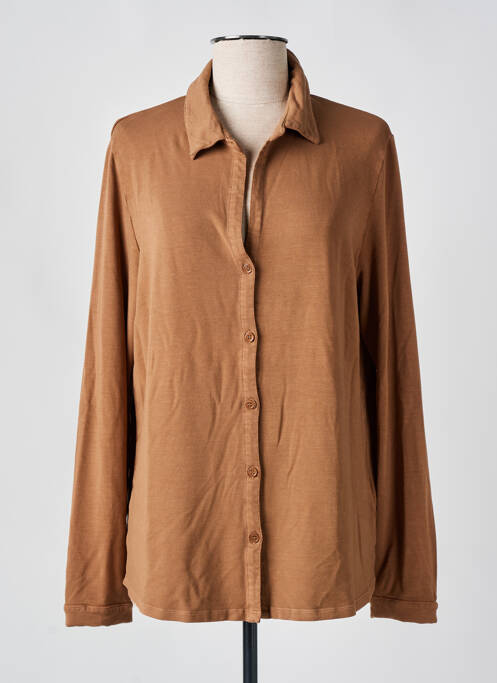 Cămașă croială dreaptă mâneci lungi maro MAJESTIC FILATURES femme