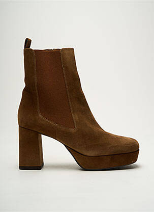 Botine/ghete nubuc toc de 7 la 9 cm maro UNISA femeie