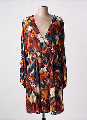 Rochie midi imprimeu fantezie mâneci lungi portocalie B.YOUNG femeie