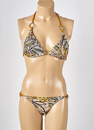 Costum de baie din două piese elasticitate top triunghiuri maro KIWI femeie
