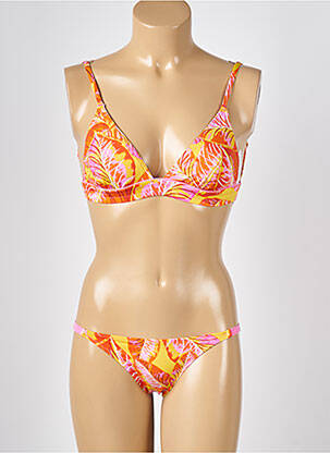 Costum de baie din două piese elasticitate top triunghiuri portocalie KIWI femeie