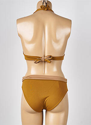 Costum de baie din două piese elasticitate top triunghiuri maro KIWI femeie