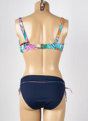 Costum de baie din două piese elasticitate sutien balconet cu decolteu înalt albastru MISS CARAÏBES femeie