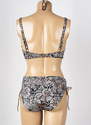 Costum de baie din două piese elasticitate sutien balconet cu decolteu înalt negru MISS CARAÏBES femeie