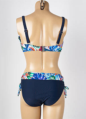 Costum de baie din două piese elasticitate sutien balconet cu decolteu înalt albastru MISS CARAÏBES femeie