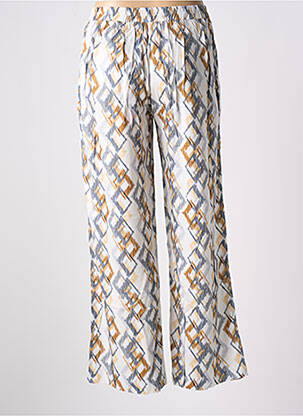 Pantalon drept talie elastică alb PINK PLANET femeie