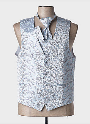 Vestă fără mâneci efect material satinat albastru DANISSIMO bărbat