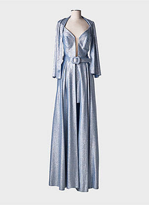 Rochie lungă croială cambrată bretele subțiri albastru FASHION NEW YORK femeie