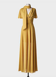 Rochie lungă mâneci scurte mâneci scurte galben FASHION NEW YORK femme