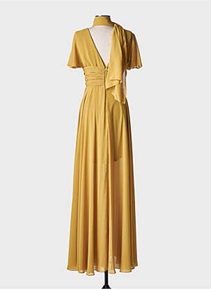 Rochie lungă mâneci scurte mâneci scurte galben FASHION NEW YORK femeie