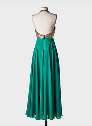 Rochie lungă mâneci spate gol fără mâneci verde MARIAGE femeie