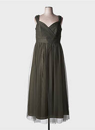 Rochie lungă croială cambrată bretele subțiri verde MARIAGE femme